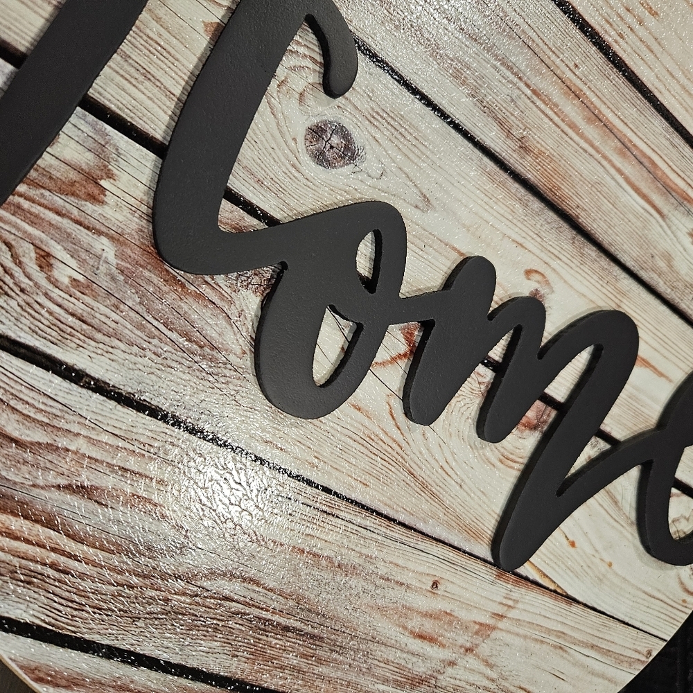 NIP Rustic "Home" Sign with Beaded Garland & Wooden Home Decor - Picture 4 of 12